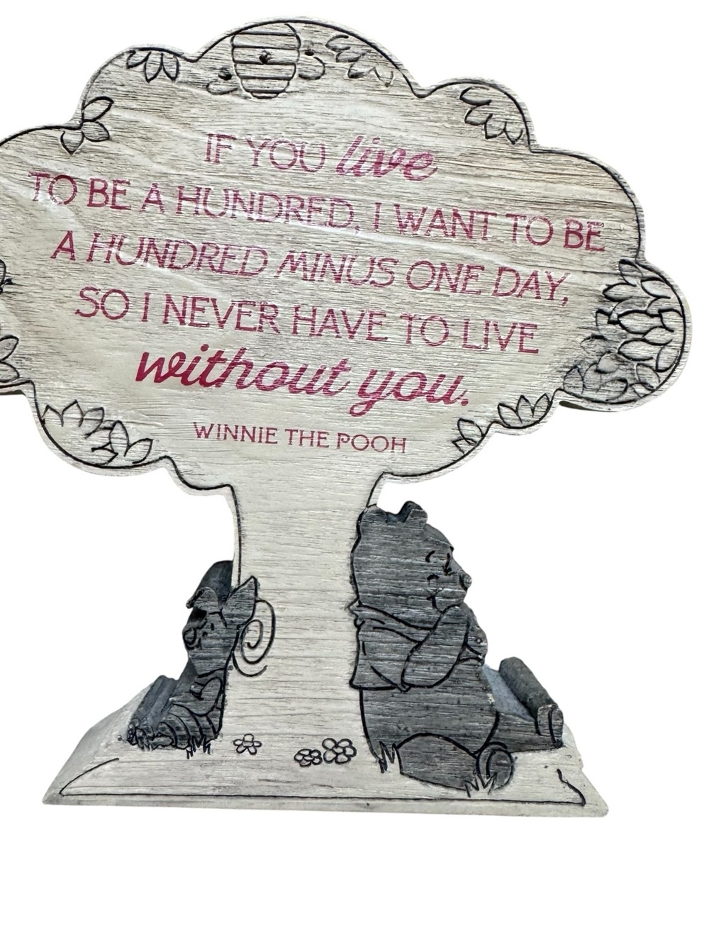 Hallmark Disney Winnie the Pooh Wood Look Tabletop Friendship Plaque - Picture 4 of 6